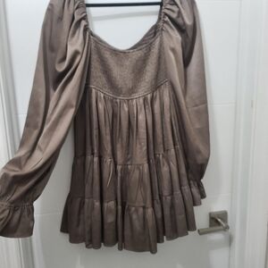 SINCERELY OURS Kinsley Mini Dress in Smoke/taupe. SZ Medium